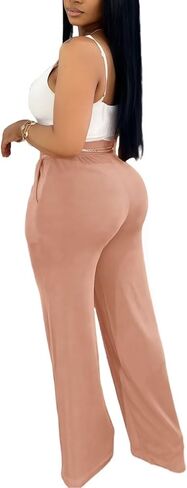 Womens High Waisted Wide Leg Pants Dressy Casual Lightweight Stretchy Loose Pants Trousers Work Business in Saudi Arabia