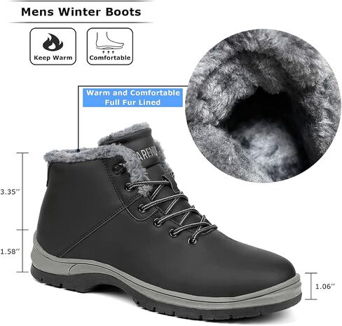 Mens Winter Snow Boots Water Resistant Warm Fur Lined Anti Slip Work Ankle Shoes Casual Lightweight Hiking Outdoor Trekking Boot in Saudi Arabia