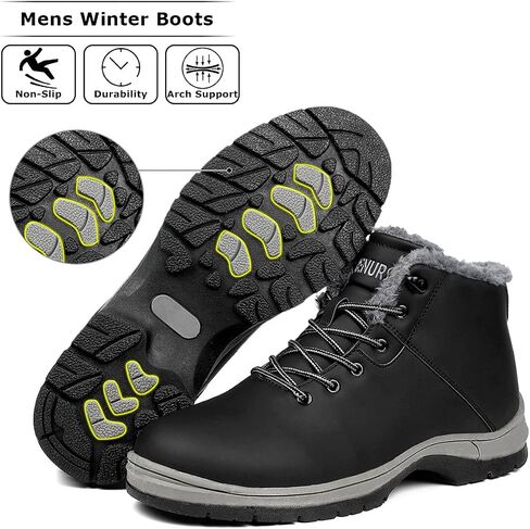 Mens Winter Snow Boots Water Resistant Warm Fur Lined Anti Slip Work Ankle Shoes Casual Lightweight Hiking Outdoor Trekking Boot in Saudi Arabia