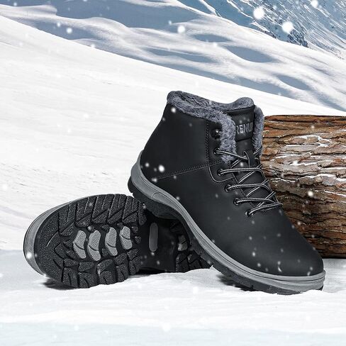 Mens Winter Snow Boots Water Resistant Warm Fur Lined Anti Slip Work Ankle Shoes Casual Lightweight Hiking Outdoor Trekking Boot in Saudi Arabia