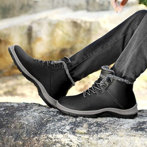 Mens Winter Snow Boots Water Resistant Warm Fur Lined Anti Slip Work Ankle Shoes Casual Lightweight Hiking Outdoor Trekking Boot in Saudi Arabia