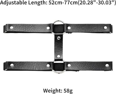 FM FM42 Plus Size 20.28"-30.03" Multicolor PU Simulated Leather Silvert-tone Rivets 2 O-Ring Elastic Garter, Pack of 2 PCs in Saudi Arabia