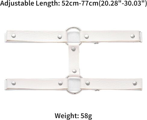FM FM42 Plus Size 20.28"-30.03" Multicolor PU Simulated Leather Silvert-tone Rivets 2 O-Ring Elastic Garter, Pack of 2 PCs in Saudi Arabia