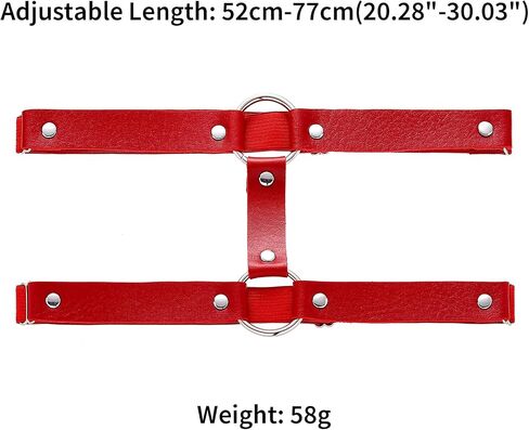 FM FM42 Plus Size 20.28"-30.03" Multicolor PU Simulated Leather Silvert-tone Rivets 2 O-Ring Elastic Garter, Pack of 2 PCs in Saudi Arabia