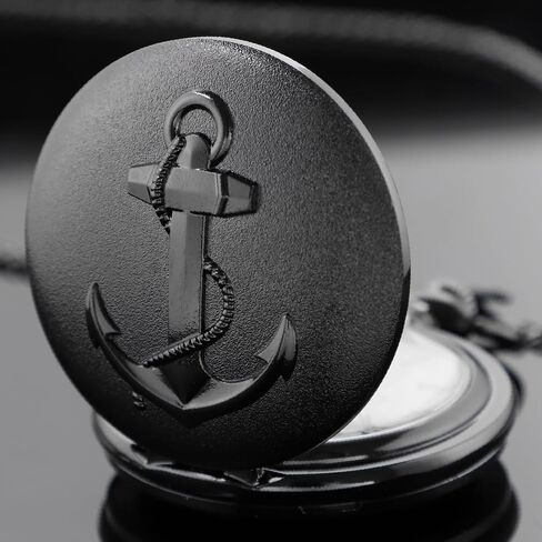 Tiong Pocket Watch Anchor Pattern Design Roman Numerals Quartz with Chain Birthday Gifts in Saudi Arabia