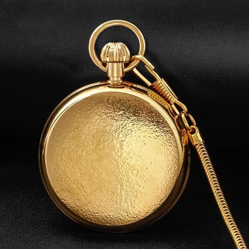 Tourbillon Day&Moon Phase Display Pocket Watch,Mens London Vintage Copper Hand-Wind Mechanical Second&24hours Sub-dials Pocket Watch with Chain&Box in Kuwait