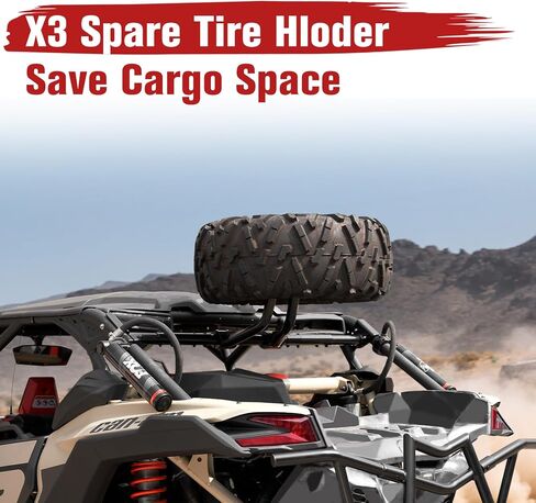 A & UTV Pro X3 Prepr Tyre Carrier حامل لـ Can Am Maverick X3 Max Turbo RR 2017-2025 ، يمتلك Mount Rack ما يصل إلى 32 بوصة in Saudi Arabia