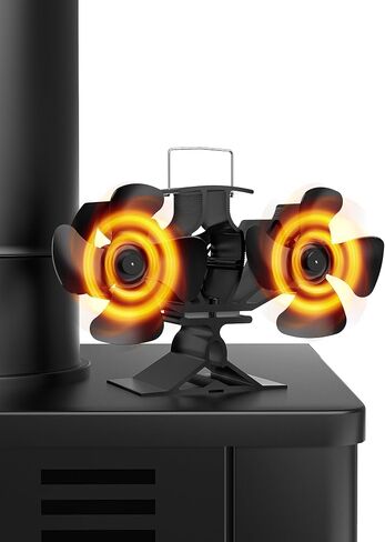 Wood Stove Fan for Buddy Heater, 8 Blades Heat Powered Fan,Dual Motor Heater Fan with Bracket Compatible for Propane Heater, Thermal Fan for Gas Wood Burner Stove Tent Camping Accessories in Saudi Arabia