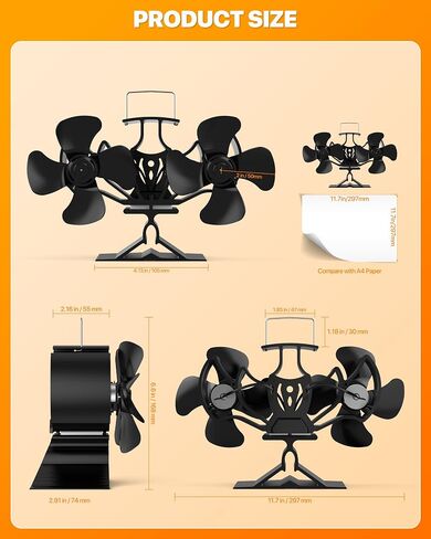Wood Stove Fan for Buddy Heater, 8 Blades Heat Powered Fan,Dual Motor Heater Fan with Bracket Compatible for Propane Heater, Thermal Fan for Gas Wood Burner Stove Tent Camping Accessories in Saudi Arabia