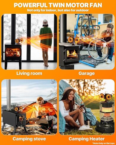 Wood Stove Fan for Buddy Heater, 8 Blades Heat Powered Fan,Dual Motor Heater Fan with Bracket Compatible for Propane Heater, Thermal Fan for Gas Wood Burner Stove Tent Camping Accessories in Saudi Arabia