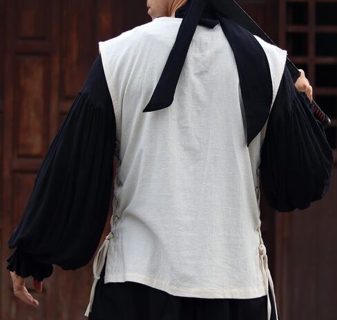 Classic Renaissance Vest - Sleeveless Pirate Medieval Shirt Open Collar in Kuwait