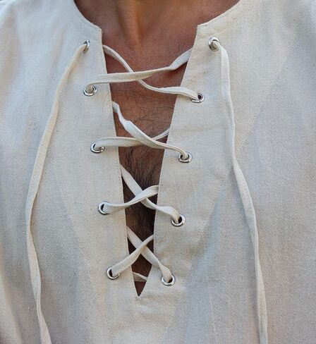 Classic Renaissance Vest - Sleeveless Pirate Medieval Shirt Open Collar in Kuwait