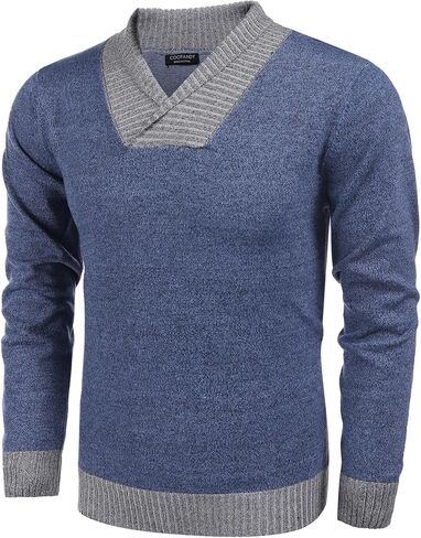 COOFANDY Men Casual Knitted Sweaters Shawl Collar Dress Sweater Long Sleeve V-Neck Pullover Tops in Saudi Arabia