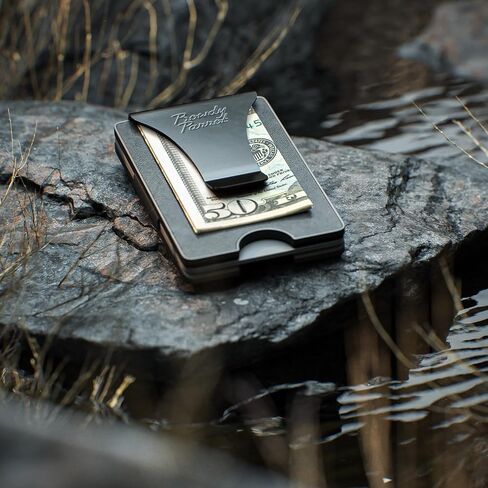 Rowdy Parrot ElasTech™ Tactical Wallets for Men - RFID Blocking - CNC Machined - Top Grain Leather and Aerospace Grade Aluminum - Slim Minimalist Money Clip Wallet - Gift Box Included - USA Owned in Saudi Arabia