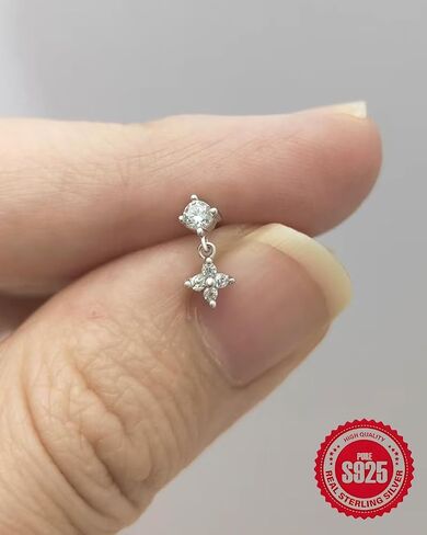 الفضة الاسترليني 925 داب الظهر المسطح للنساء اللولب مثقوب المجوهرات 16g 8m لا يتدلى من الغضروف in Kuwait