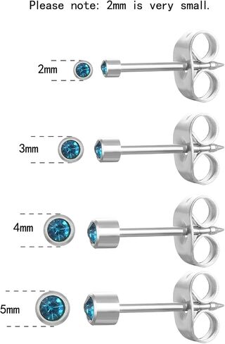Stainless Steel Ear Piercing Stud Earrings for Piercing Guns Gold Plated Surgical Steel Round CZ Birthstone Stud Earrings Set 12 Pairs in Kuwait