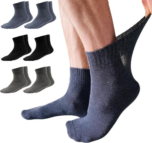 Cotton Diabetic Socks for Women & Men - Neuropathy Socks Non Binding Ankle Socks Loose Fit, 3 Pairs Size 9-11 in Saudi Arabia