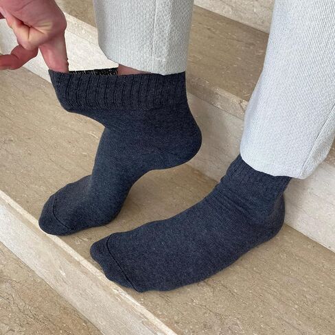 Cotton Diabetic Socks for Women & Men - Neuropathy Socks Non Binding Ankle Socks Loose Fit, 3 Pairs Size 9-11 in Saudi Arabia