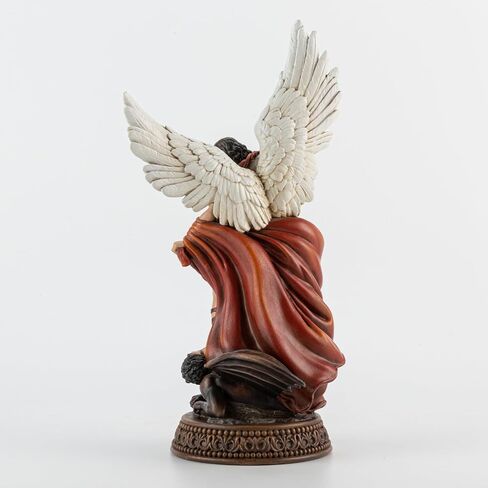 St Michael The Archangel Painted in Full Color,12" H San Miguel The Great Protector Archangel Statue with Wings,St. Archangel Michael Defecting with Satan on Base with Name Plate in Saudi Arabia