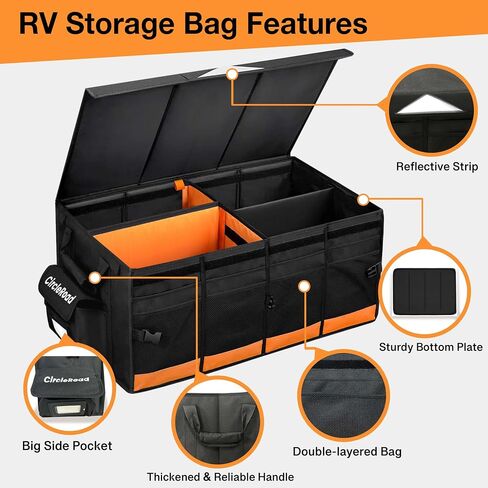 RV Storage and Organization, 81.4L Waterproof Collapsible Trunk Organizer for Suv DIY RV Storage Bag with Internal Compartments RV Storage Solutions for Camper Trailer Trunk in Kuwait