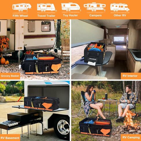 RV Storage and Organization, 81.4L Waterproof Collapsible Trunk Organizer for Suv DIY RV Storage Bag with Internal Compartments RV Storage Solutions for Camper Trailer Trunk in Kuwait