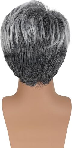 الباروكة الاصطناعية القصيرة للمرضى الاصطناعي للأزياء اليومية هالوين شعر مستعار (اللون: رمادي أبيض#) in Saudi Arabia