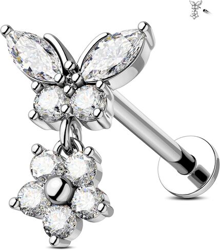 JOWSEEN 316L SURCICAL STELL STELL أقراط مسطحة 16g داخليًا غضروفًا داخليًا ، فإن الفراشة in Kuwait