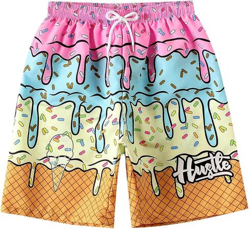 SOLY HUX Boy's Beach Shorts Drawstring Waist Graphic Print Swim Trunks Summer Beachwear in Saudi Arabia