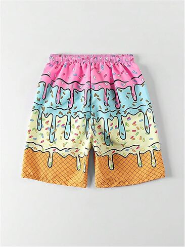 SOLY HUX Boy's Beach Shorts Drawstring Waist Graphic Print Swim Trunks Summer Beachwear in Saudi Arabia