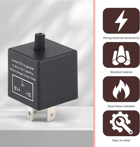 LED Relay Turn Signal, 3 Pin Waterproof Car Flasher, Plug-and-Play Resolve Rapid Quick Flash Issue, Universal for Cars Accessories (Black) in Kuwait