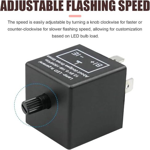 LED Relay Turn Signal, 3 Pin Waterproof Car Flasher, Plug-and-Play Resolve Rapid Quick Flash Issue, Universal for Cars Accessories (Black) in Kuwait