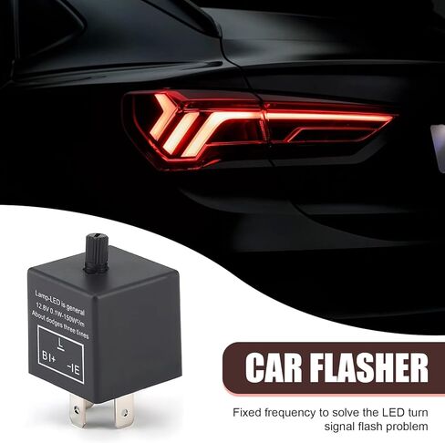 LED Relay Turn Signal, 3 Pin Waterproof Car Flasher, Plug-and-Play Resolve Rapid Quick Flash Issue, Universal for Cars Accessories (Black) in Kuwait
