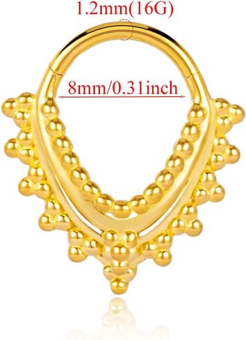 DOEARKO 16G Septum Ring 8mm Fashion Nose Rings Cartilage Hoop Segment Septum Clickers 316L Stainless Steel Piercing Body Jewelry in Saudi Arabia