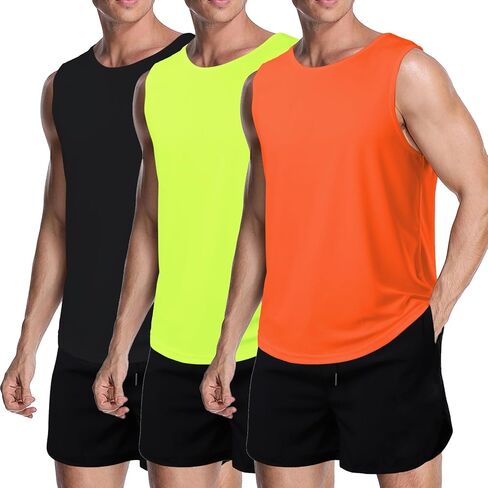 meioro Men's Workout Tank Top 3 Pack Gym Bodybuilding T Shirt Fitness Sleeveless Muscle Tee Shirts Mesh Dry Fit in Saudi Arabia