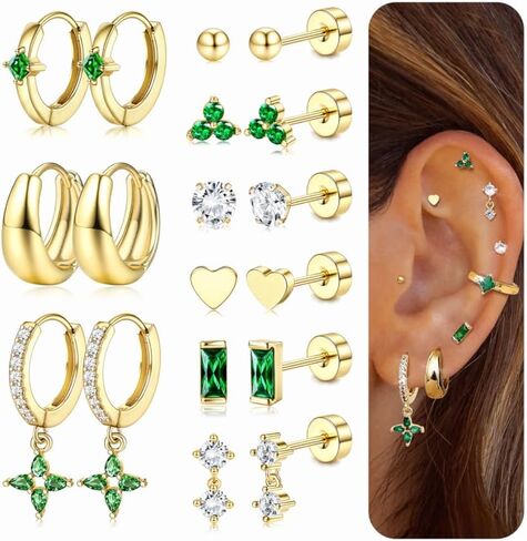 Fansilver Hypoallergenic Flat Back Earrings for Women 20G Surgical Stainless Steel Cartilage Earring Sets for Multiple Piercing Dainty Small Hoop Flatback Stud Earrings Stacks in Kuwait