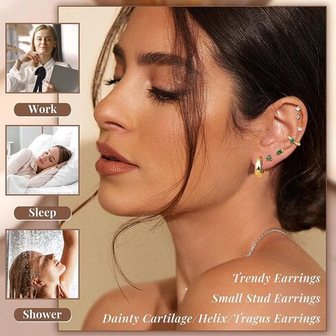 Fansilver Hypoallergenic Flat Back Earrings for Women 20G Surgical Stainless Steel Cartilage Earring Sets for Multiple Piercing Dainty Small Hoop Flatback Stud Earrings Stacks in Kuwait