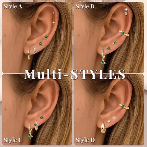 Fansilver Hypoallergenic Flat Back Earrings for Women 20G Surgical Stainless Steel Cartilage Earring Sets for Multiple Piercing Dainty Small Hoop Flatback Stud Earrings Stacks in Kuwait