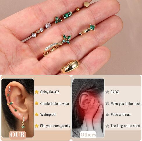 Fansilver Hypoallergenic Flat Back Earrings for Women 20G Surgical Stainless Steel Cartilage Earring Sets for Multiple Piercing Dainty Small Hoop Flatback Stud Earrings Stacks in Kuwait