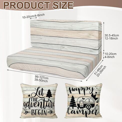 2 Set Rv Dinette Cushion Covers Stretch Washable Rv Cushion Slipcove Replacement for Camper Car Bench, 2 Pillowcase, 2 Backrest and 2 Bench Covers(Classic) in Saudi Arabia