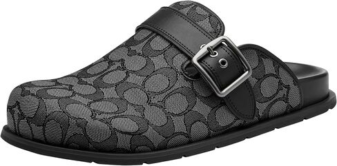Coach Men's Buckle Clog in Signature Jacquard, Charcoal/Black, 10 in Saudi Arabia
