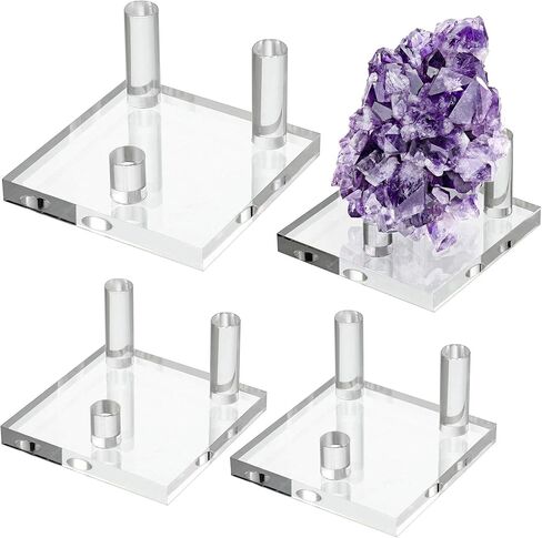Hipiwe Clear Acrylic Display Stand - عرض Three -Peg Easel يقف على الجيوود الجيوود الصخرية الصخرية العقيق الصخري ، مجموعة من 4 in Kuwait