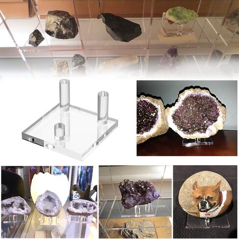Hipiwe Clear Acrylic Display Stand - عرض Three -Peg Easel يقف على الجيوود الجيوود الصخرية الصخرية العقيق الصخري ، مجموعة من 4 in Kuwait
