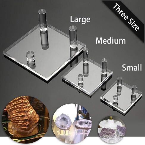 Hipiwe Clear Acrylic Display Stand - عرض Three -Peg Easel يقف على الجيوود الجيوود الصخرية الصخرية العقيق الصخري ، مجموعة من 4 in Kuwait