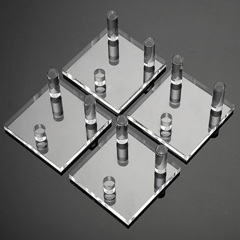 Hipiwe Clear Acrylic Display Stand - عرض Three -Peg Easel يقف على الجيوود الجيوود الصخرية الصخرية العقيق الصخري ، مجموعة من 4 in Kuwait