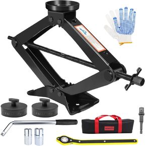 3-Ton Scissor Jack Kit for Chevrolet C5 C6 C7 C8 GS Z with Rubber Jack Pad, Car Spare Tire Repair Tools for Car Chevrolet, Tire Changing Tools Kit for Chevrolet with L-Wrenches（17/19/21/23mm）