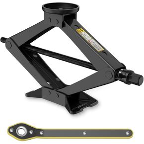 Car Jack Kit 2.5 Ton Scissor Jack with Ratchet Wretch ، Tyre Change Kit متوافق مع منصات المقبس الدائرية المختلفة