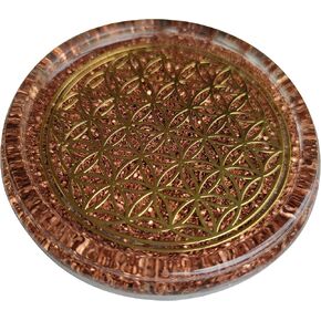 ORGONITE ORGONE 4" Flower of Life Coaster Water Charging Plate Reversible Dome