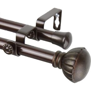 Rod Desyne Magnolia Double Window Curtain Rod Set, 66 to 120-Inch, Cocoa