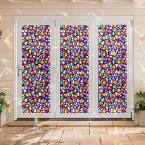 Violet Stained Glass Window Film, Decorative Violet Stained Glass Window Film with Size 17.7x78.7 inches N02