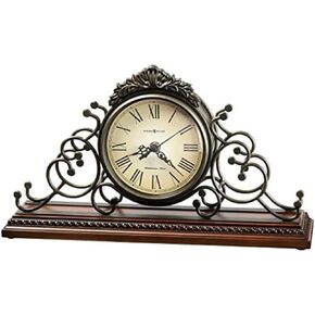 Howard Miller Waucedah Mantel Clock II 549-618-إطار من الحديد المطاوع ، النهاية الرمادية الدافئة العتيقة ، تشطيب كرز وندسور ، صب زخرفي ، حركة الكوارتز